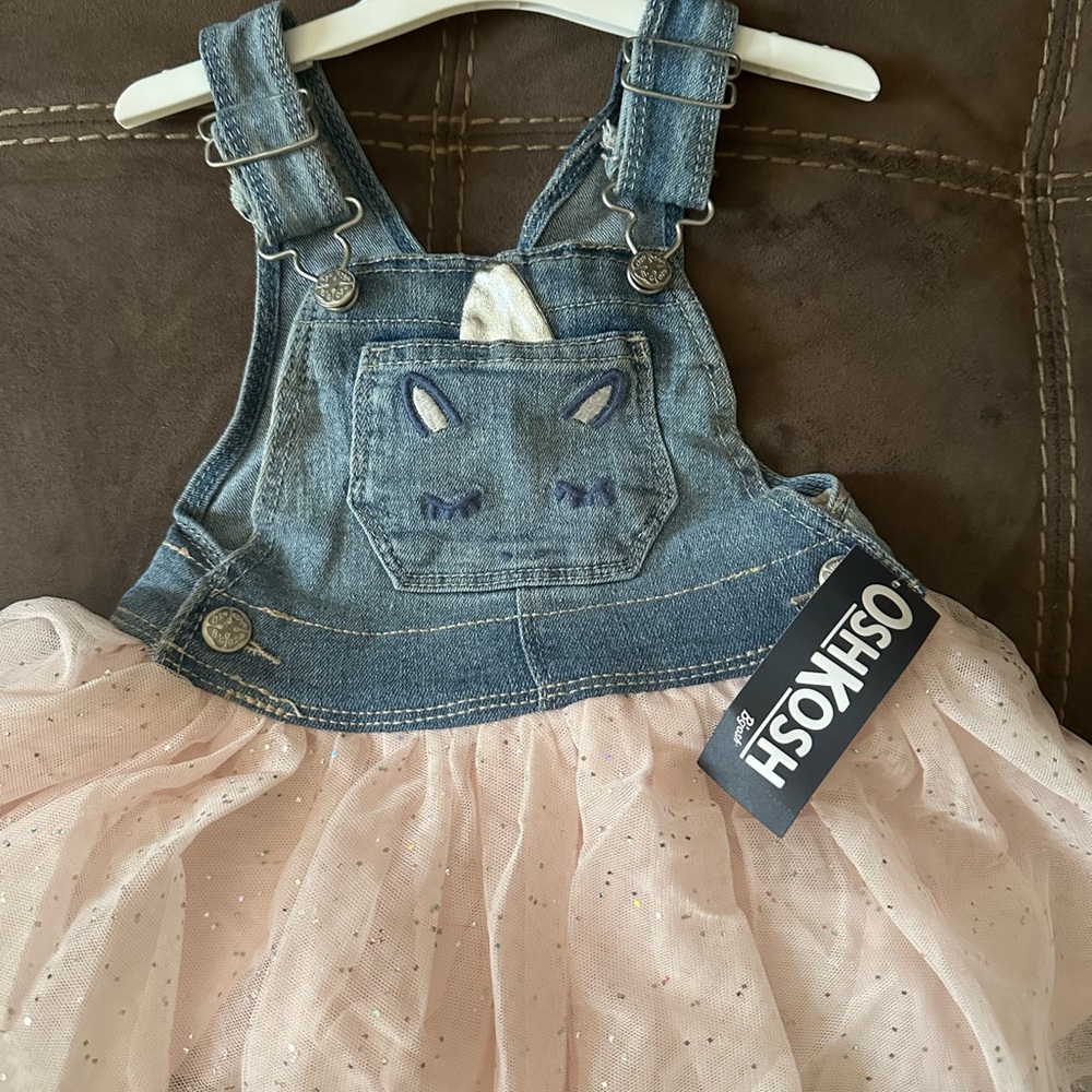 OshKosh B'gosh Denim and Pink Tutu Overalls